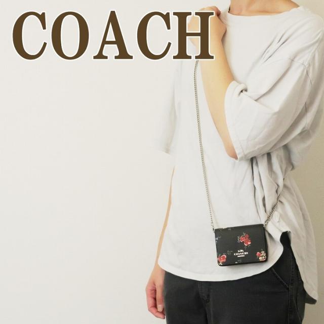 コーチ COACH 財布 レディース ケース カードケース 小銭入れ 花柄 チェーン ブラック 黒 C0060SVA47 【ネコポス】 ブランド 人気