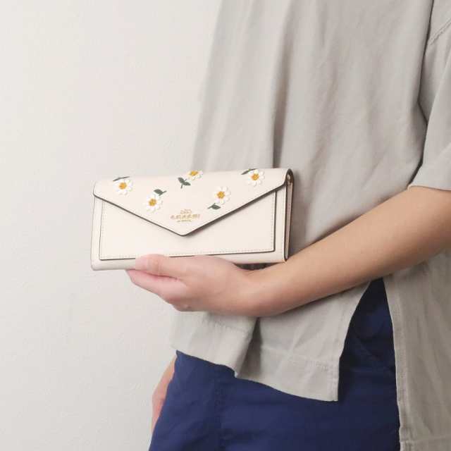 コーチ COACH 財布 レディース 長財布 レザー 花柄 チェーン