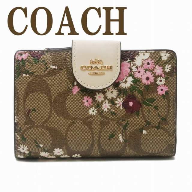 コーチ COACH 財布 レディース 二つ折り財布 花柄 シグネチャー ピンク