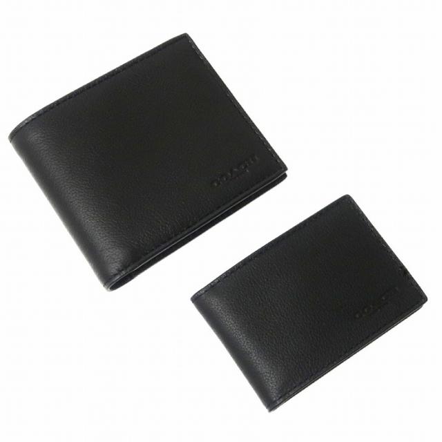 COACH ブラック 二つ折り財布 カードケース キーリングー3点セット コーチ COACH 財布 メンズ 二つ折り財布 カードケース キーリング 3点