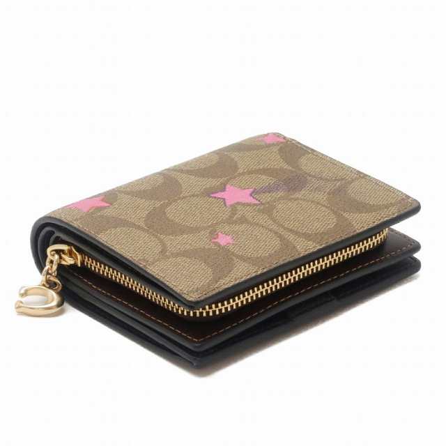新品 COACH コーチ 二つ折り財布 ブラック 星柄 スター ビル
