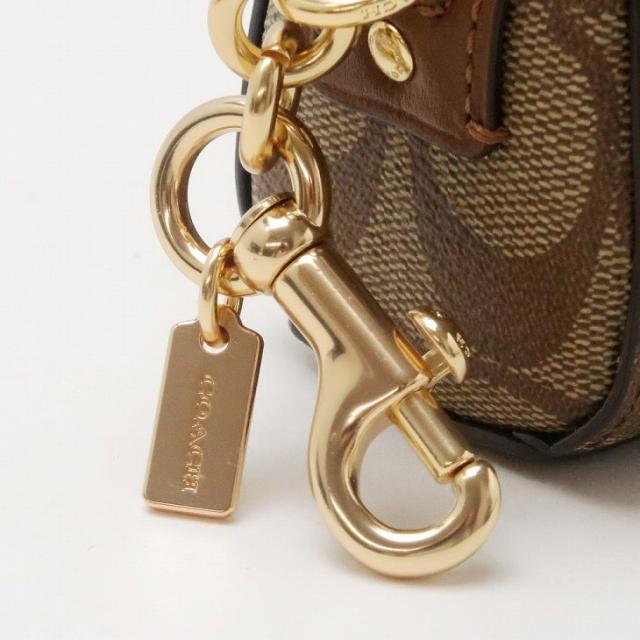 COACH コーチ ベージュ ラウンド型 コインケース シグネチャー キーホルダ コーチ コインケース（小銭入れ）/定期入れ 財布 メンズ