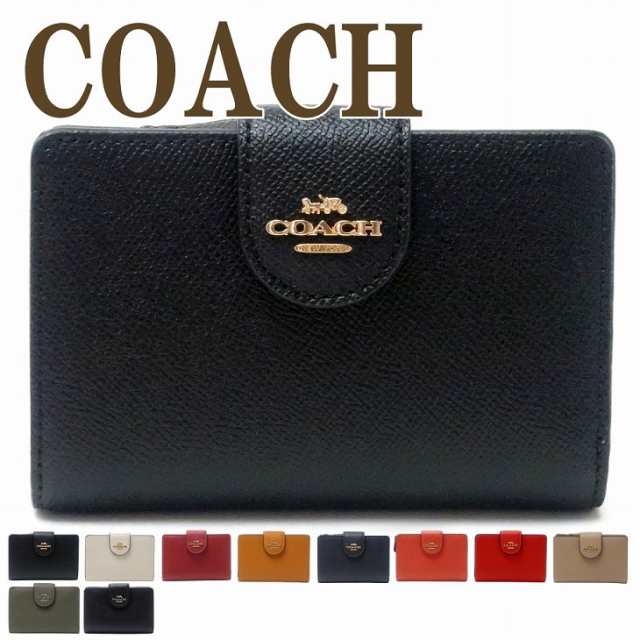 コーチ COACH 財布 二つ折り財布 レディース レザー ロゴ ブラック 黒 