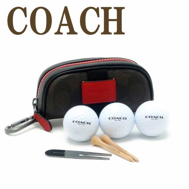 コーチ COACH ゴルフポーチ メンズ ボール セット カラビナ レザー