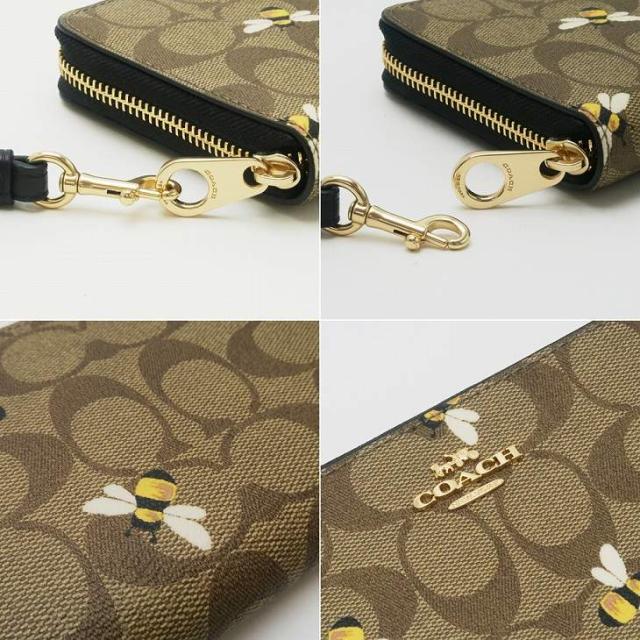 コーチ COACH 財布 レディース 長財布 ストラップ ラウンドファスナー シグネチャー Bee はち レザー C8675IME7V ブランド 人気_5