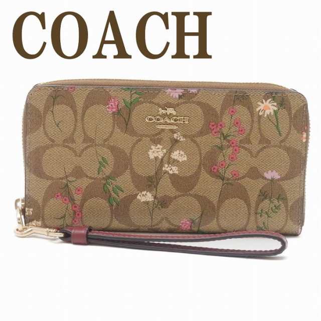 安心価格 コーチ COACH 財布 レディース 長財布 花柄 ストラップ