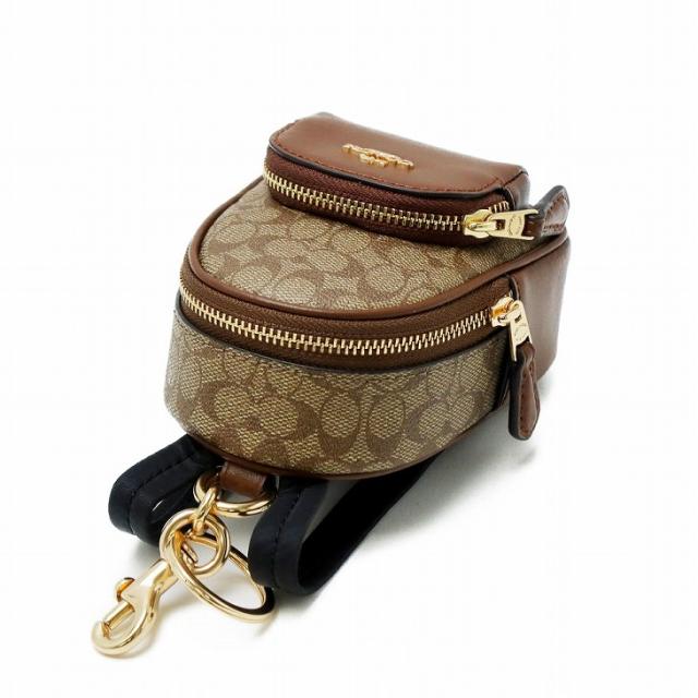 【新品未使用】COACH コーチ キーホルダー 丸型コインケース シグネチャー COACH】コーチ コーティングキャンバス レザー シグネチャー