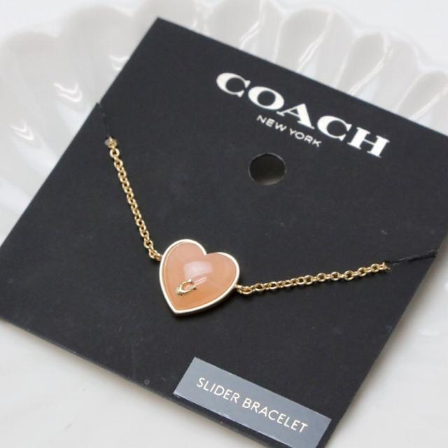 コーチ COACH ブレスレット チェーン バングル ハート ピンク