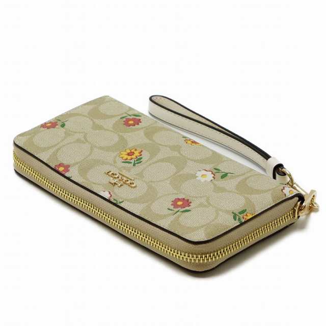 コーチ COACH 財布 レディース 長財布 花柄 ストラップ ラウンド