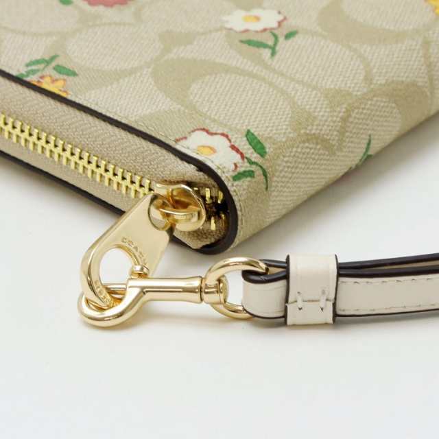 コーチ COACH 財布 レディース 長財布 花柄 ストラップ ラウンド