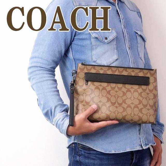 ブラック黒×ホワイトコーチ COACH 鞄 バッグ クラッチバッグ ポーチ セカンドポーチ