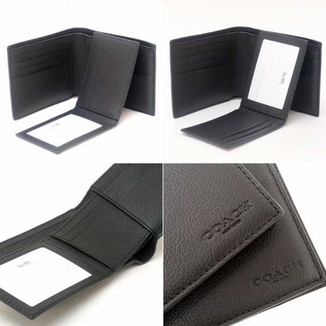 コーチ COACH 財布 メンズ 二つ折り財布 カードケース ブラック黒
