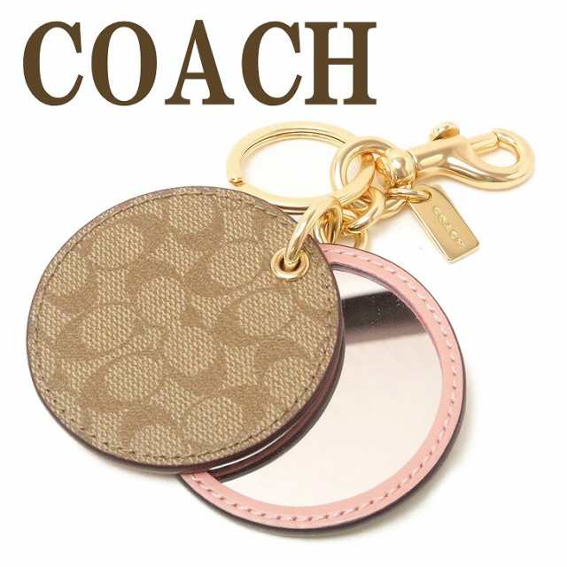 コーチ COACH キーホルダー レディース キーリング 手鏡 鏡 ミラー バッグチャーム レザー シグネチャー 77961GDOUQ 【ネコポス】  ブラン｜au PAY マーケット