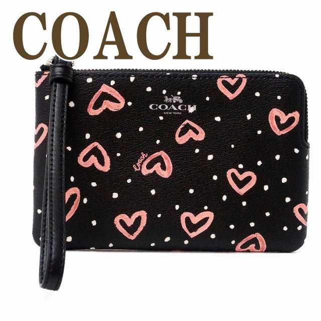 コーチ Coach ポーチ レディース クラッチバッグ ハンドポーチ 財布 Iphone ケース ハート ピンク ブラック 黒 レザー svp53 ネコの通販はau Pay マーケット 贅沢屋