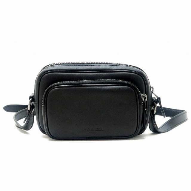 COACHコーチ 黒 バケツ型肩掛け ナイロン×レザーショルダー