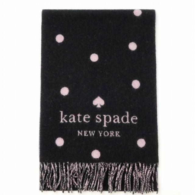ケイトスペード KateSpade マフラー レディース ブラック 黒 ピンク KS1003751-001 ブランド 人気の通販は