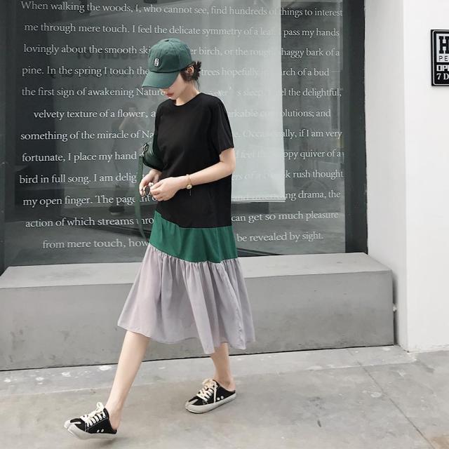 送料無料 発注品 配色フレアワンピース ロングワンピース ロングワンピ 半袖 個性的 おしゃれ 黒 ブラック 体型カバー 大きいサイズの通販はau Pay マーケット Sobre ソブレ キャバドレス スーツ専門店