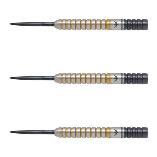 Mission Brett Claydon 90% Tungsten Darts - 24g Steel Tip, Straight Barrel With Black/Gold PVD Coating - View #2