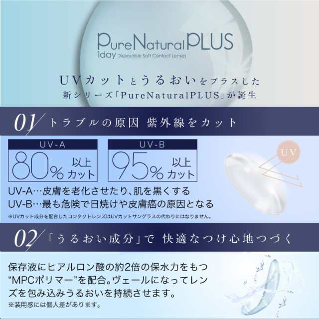 ピュアナチュラルプラス55 Pure Natural PLUS55 1day UV MOIST IN １箱30枚入り 高含水55%  1日使い捨てコンタクトレンズ 1日終日装用タイの通販はau PAY マーケット - Queen RUIZ au PAY マーケット店