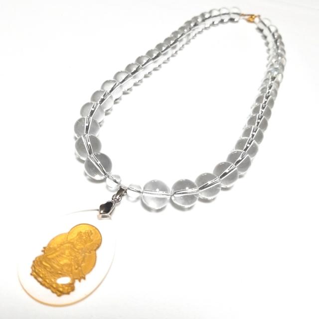 虚空蔵 菩薩 金彫り 水晶プレート 12ミリ 6ミリ 数珠 ネックレス【送料無料・パワーストーン・天然石・金運・健康・恋愛・仕事運】の通販は 9,980円