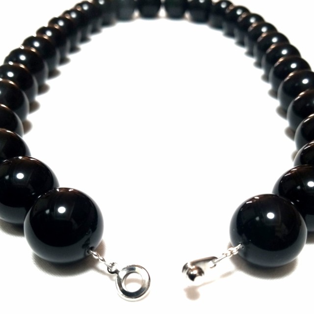 20ミリ ブラック オニキス 黒瑪瑙 数珠 ネックレス【送料無料