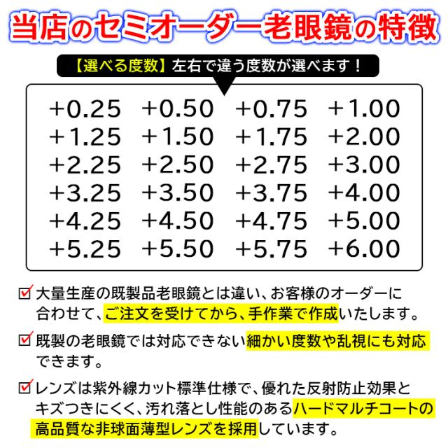 老眼鏡 跳ね上げ メンズ おしゃれ 日本製 リーディンググラス スクエア セルフレーム βチタンバネ 選べる度数 左右度数違い 乱視対応 セミオーダー SB-7148_1