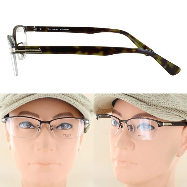 度付き メガネ ポリス POLICE 眼鏡 メンズ おしゃれ 近視 遠視 老眼 乱視 度なし 伊達 チタンフレーム バレル ブローナイロールモデル ハーフリム VPLN74J 0531 0K59 0MB1 ブランド かっこいい シャープ 度入り 度あり シャープな印象 薄型 非球面レンズ セット 男性用