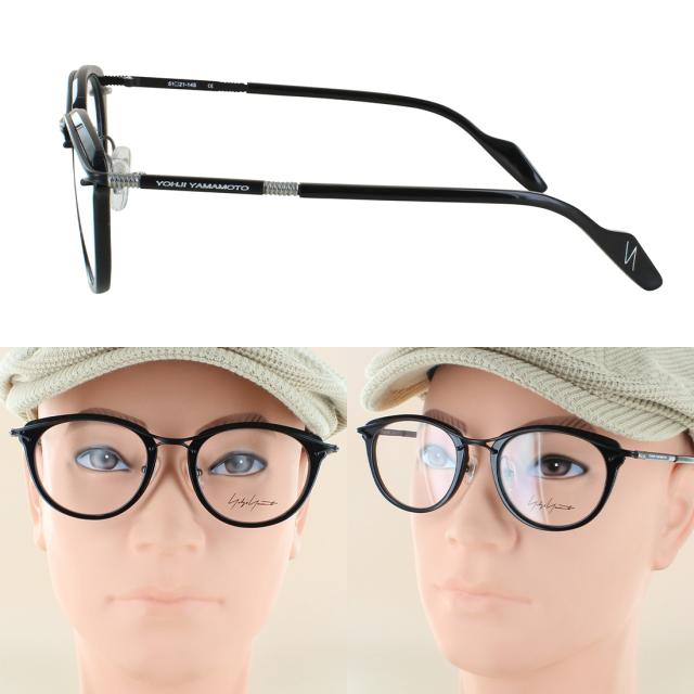 度付きメガネ 度入り 度あり ヨウジヤマモト メガネ YOHJI YAMAMOTO 19-0108 3カラー展開 正規品 ボストン アセテート チタン コンビフレーム 薄型非球面レンズ 近視 乱視 遠視 老眼 度入り 度なし だて 伊達 メンズ 男性 おしゃれ_5