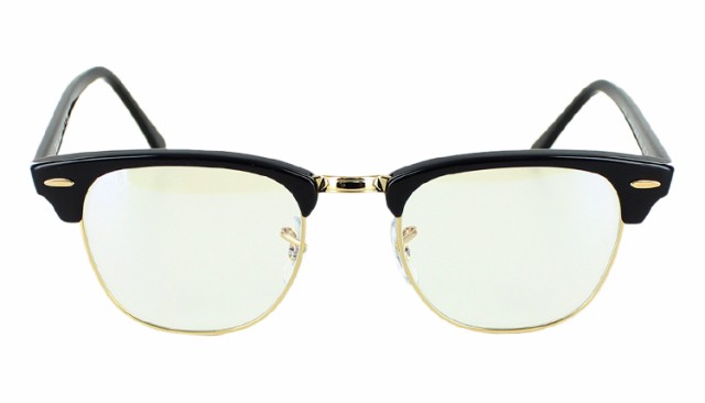 レイバン PCメガネ ブルーライトカット クリアレンズ RB3016 901/BF 49 51 Ray-Ban ブランド CLUBMASTER  クラブマスター EVERGLASSES エバーグラス メンズ レディース サーモントブロー UVカット ブラック/クリア テレワーク PC スマホ  紫外線対策 国内正規 保証書付きの ...