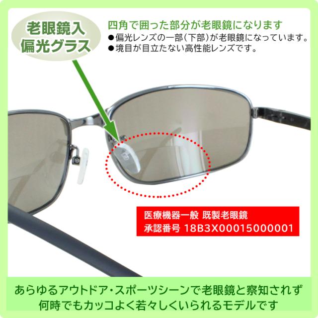 老眼鏡入り サングラス 偏光 メンズ UVカット 運転 ドライブ 釣り スポーツ リーディンググラス 冒険王 バイフォーカル M BFM-1S 1.5 2.0 2.5 送料無料 沖縄以外_2