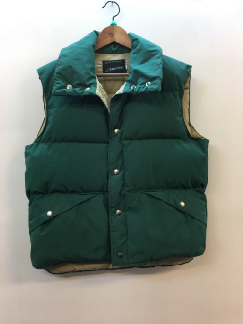 【古着】【JCPenny】　ジェーシーペニー　ダウンベスト　サイズM　グリーン　汚れあり　メンズ　古着　アメカジ／アウター【中古】[☆2][の通販は