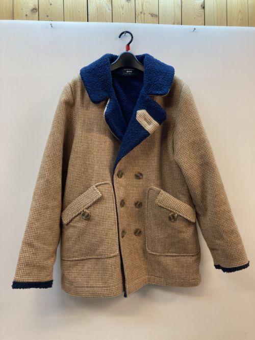 【古着】glamb　グラム　Bonny ranch coat　ボニーランチコート　ベージュ　ブラウン　チェック　メンズ　アウター　サイズ2　ウール　ポの通販は 8,379円