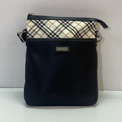 【古着】BURBERRY BLACK LABEL バーバリー BKL14-055-09 ショルダーバッグ チェック ロゴプレート レディース ブラック／バッグ【中古】[