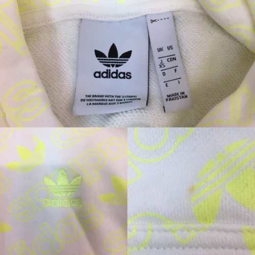 【古着】adidas　ED7050　MONO HOODIE　フーディー　イエロー×ホワイト　メンズ　 XSサイズ／トップス【中古】[☆3][12251-2022101112613｜au PAY マーケット