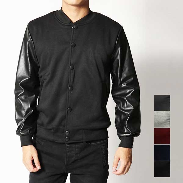 スタジャン メンズ スタジアムジャンパー Puレザー 切り替え Sale セールの通販はau Pay マーケット Styleblock スタイルブロック Au Pay マーケット店