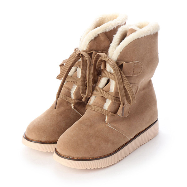 ショートブーツ ブーツ 裏ボア 厚底 インヒール スエード調 合皮 リボン レースアップ 靴 シューズ レディース ブラック カーキ レッド Sの通販はau Pay マーケット Styleblock スタイルブロック Au Pay マーケット店