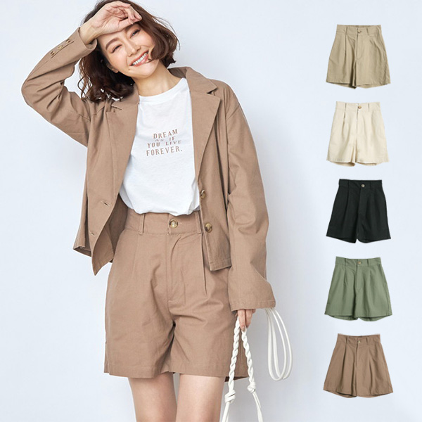 ショートパンツ ハーフパンツ レディース キュロット 無地 セットアップ リネン 春 カジュアル タック ボトムス アイボリー ベージュ モの通販はau Pay マーケット Styleblock スタイルブロック Au Pay マーケット店