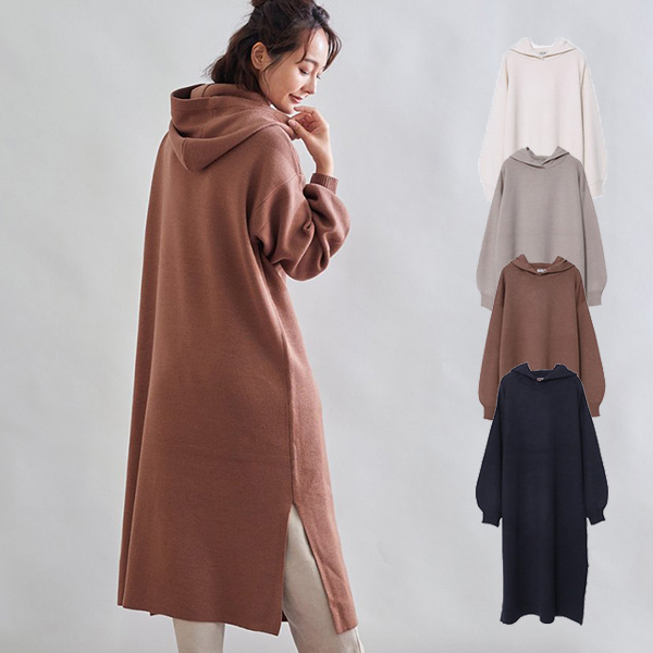 ニットワンピース パーカーワンピ ロング 秋 冬 長袖 無地 ボリュームスリーブ スリット リブ 男ウケ コーデ 白 ワンピース レディース の通販はau Pay マーケット Styleblock スタイルブロック Au Pay マーケット店