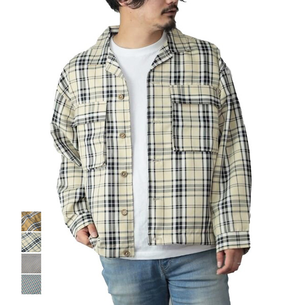ジャケット ブルゾン シャツジャケット メンズ 春 コーデ ワークジャケット カバーオール 長袖 チェック柄 アウター ホワイト ブラウン の通販はau Pay マーケット Styleblock スタイルブロック Au Pay マーケット店