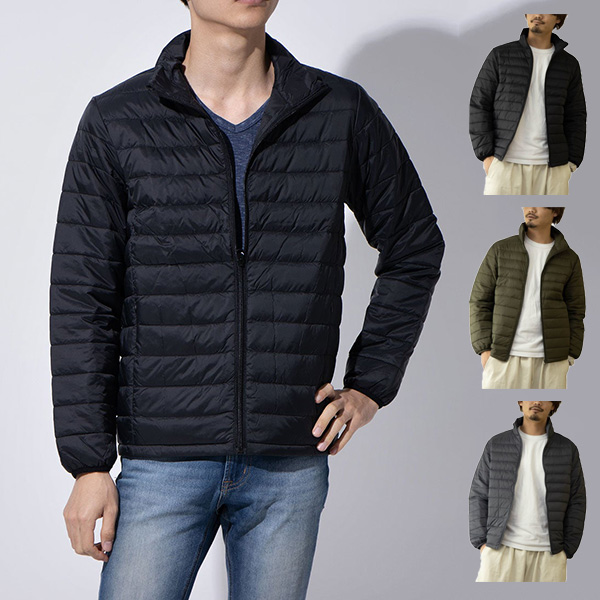 中綿ジャケット ダウンジャケット ブルゾン ジャンパー 軽量 スタンドカラー 無地 秋 冬 アウター ユニセックス メンズ ブラック カーキ の通販はau Pay マーケット Styleblock スタイルブロック Au Pay マーケット店