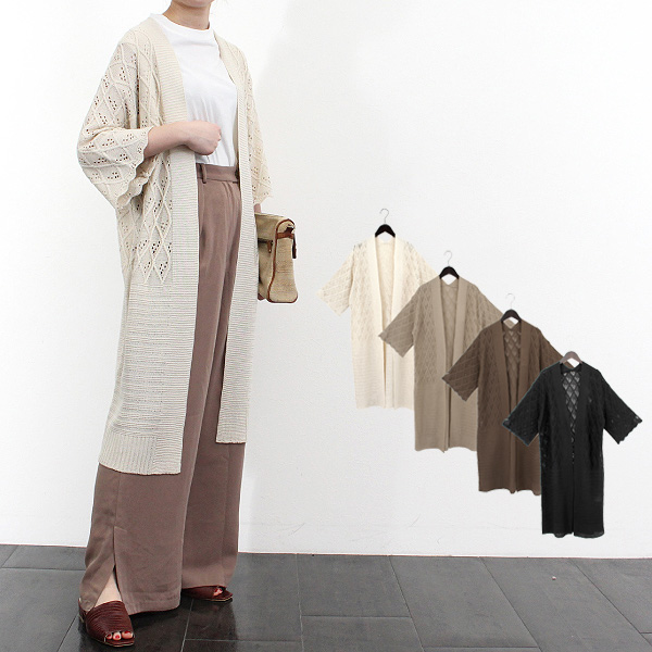 カーディガン レディース ニットカーディガン ロング 春 夏 無地 模様編み 薄手 オフィス 長袖 トップス アイボリー ベージュ グレージュの通販はau Pay マーケット Styleblock スタイルブロック Au Pay マーケット店