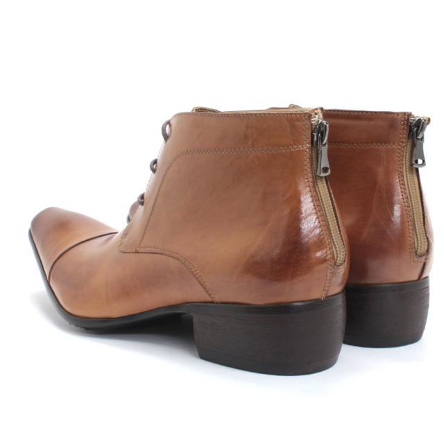 ビジネスブーツ 本革 チャッカ 黒 外羽根 ストレートチップ