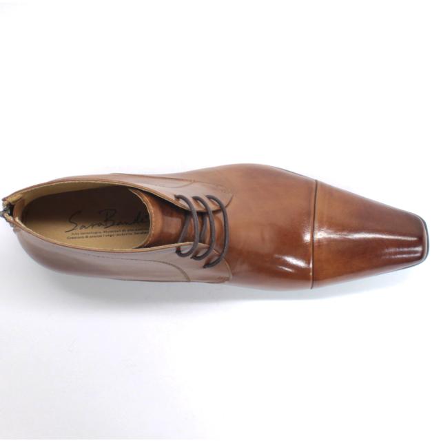 ビジネスブーツ 本革 チャッカ 黒 外羽根 ストレートチップ