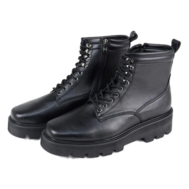 ブーツ レースアップブーツ メンズ スクエアトゥ 9ホール 編み上げ 厚底 タンクソール ショートブーツ 5cmヒール 25.0cm〜27.0cm 黒 ブラック Dedes デデス No.6320