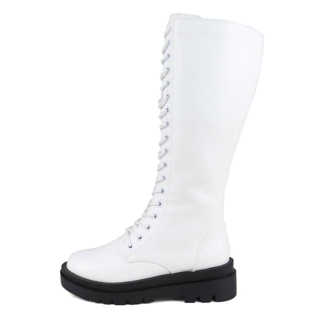 ブーツ レディース メンズ ユニセックス レースアップ 厚底 ロング丈 5cmヒール No.9090 22.0-27.0cm 黒 リバティードール_6