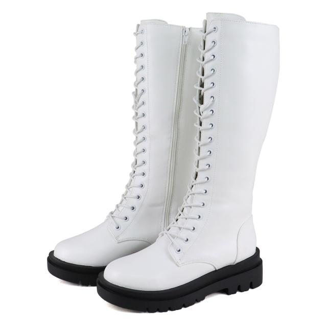 ブーツ レディース メンズ ユニセックス レースアップ 厚底 ロング丈 5cmヒール No.9090 22.0-27.0cm 黒 リバティードール_11