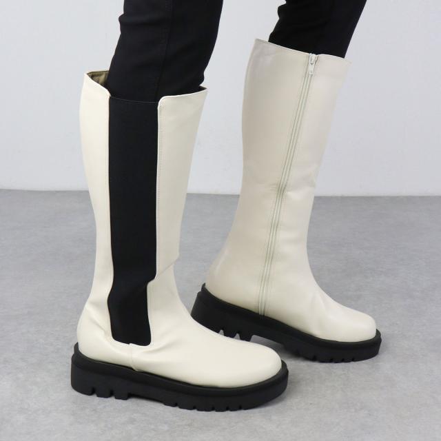 ロングブーツ　23-23.5cm ランダ RANDA 晴雨兼用 2WAY パーツベルトソックスコンビロング