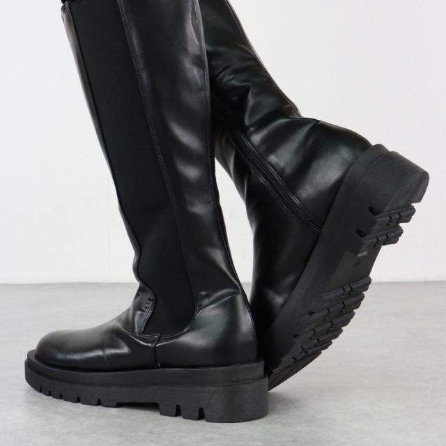 ブーツ レディース 厚底 5cmヒール ロングブーツ メンズ ユニ