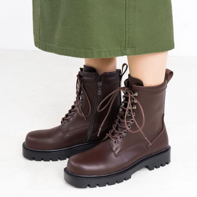 アンチショルド レザーブーツ スクエアトゥ サイドジップ 37 24cm相当 茶 FRAY I.D - ラムレザースクエアトゥショートブーツ (ブラウン