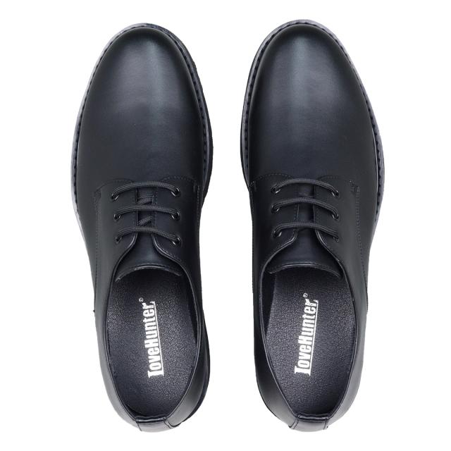 【返品交換不可】シューズ カジュアルシューズ メンズ レースアップ 外羽根 プレーントゥ 3ホール 厚底 シャークソール 脚長 防滑 おしゃれ 5.5cmヒール No.1712 25.0cm〜27.0cm 黒 ブラック LOVEHUNTER ラブハンター